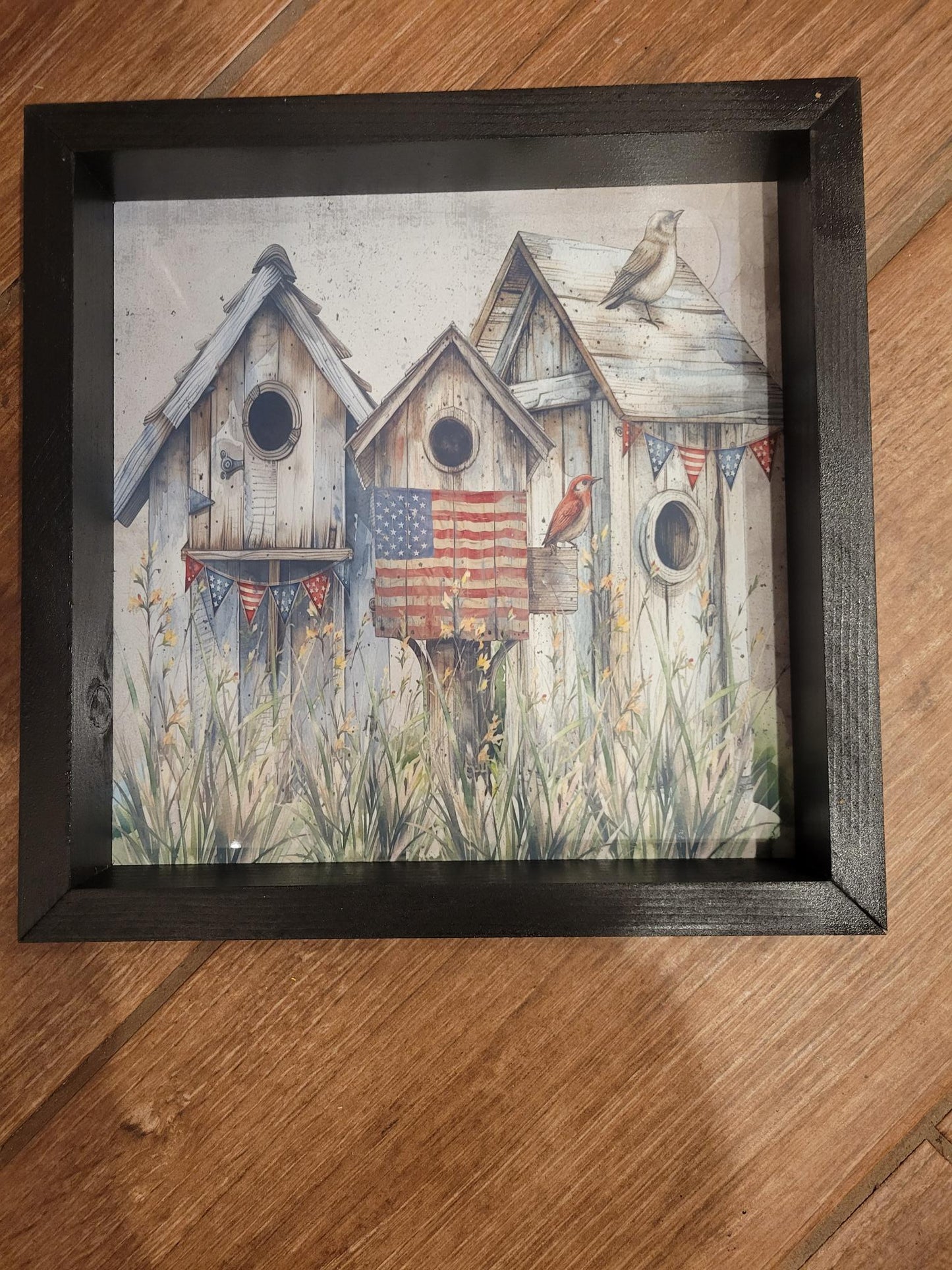 Rustic Patriotic Birdhouse Wall Art – Americana Farmhouse Decor