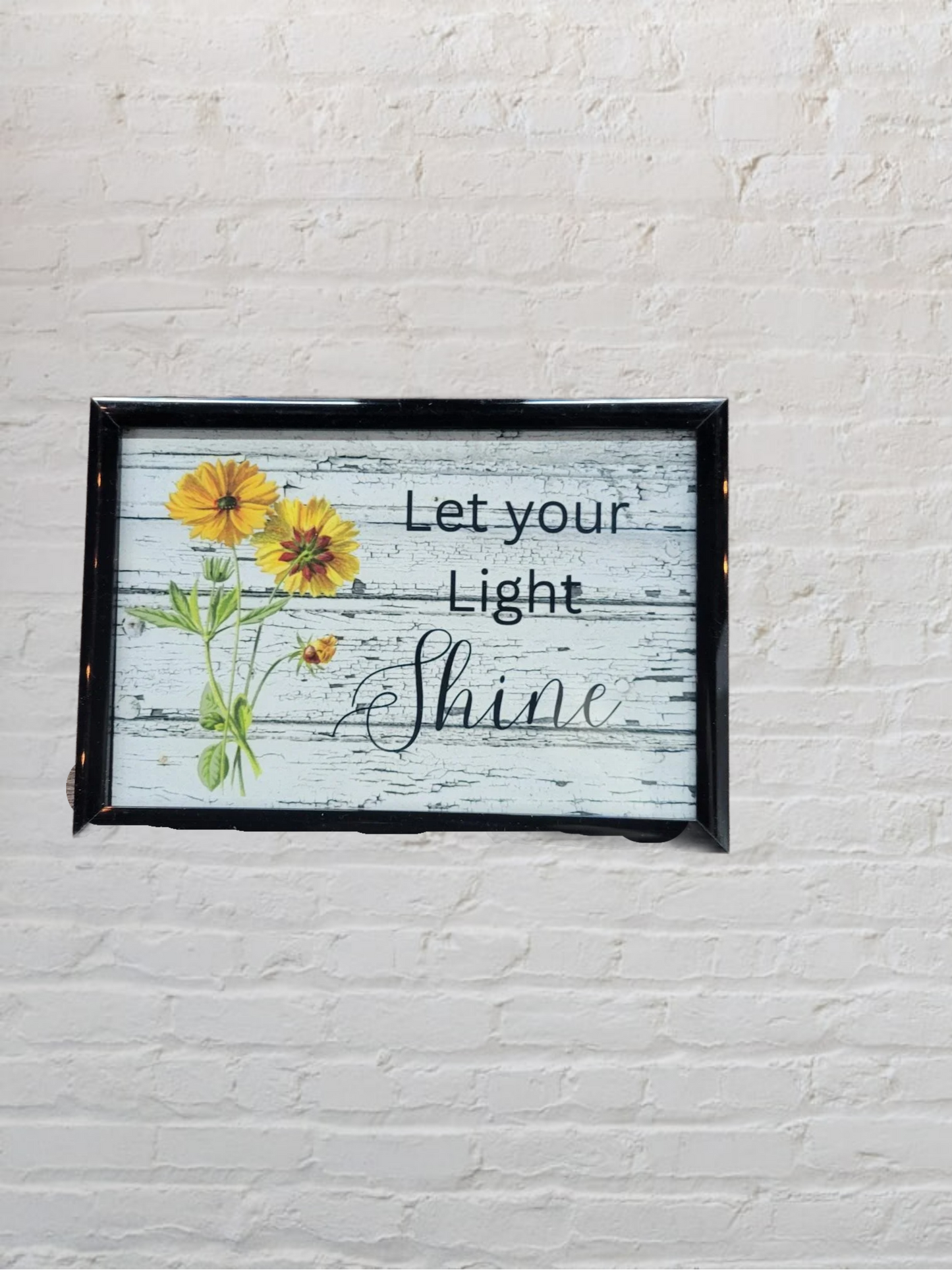 Let Your Light Shine Picture | Rustic Floral Inspirational Decor | Christian Farmhouse Wood Look Plaque