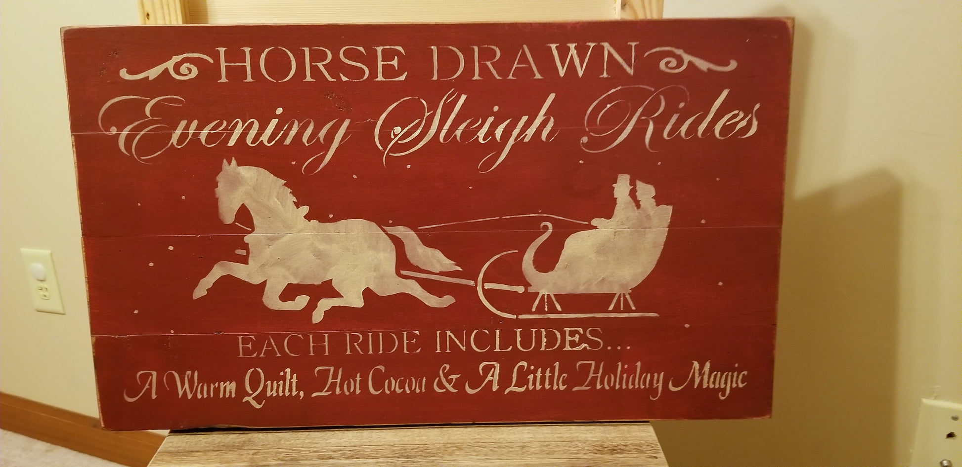 Horse Drawn Sleigh Ride Sign | White - White, Lettering