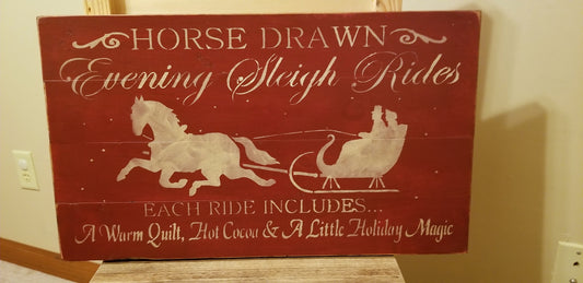 Horse Drawn Sleigh Ride Sign | White - White, Lettering