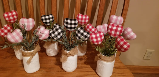 3 Plaid heart jar | White - White, Come