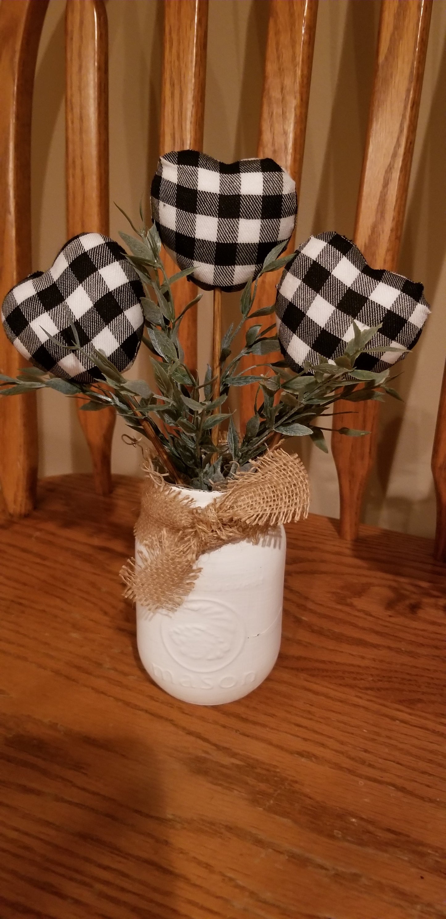 3 Plaid heart jar | White - White, Come