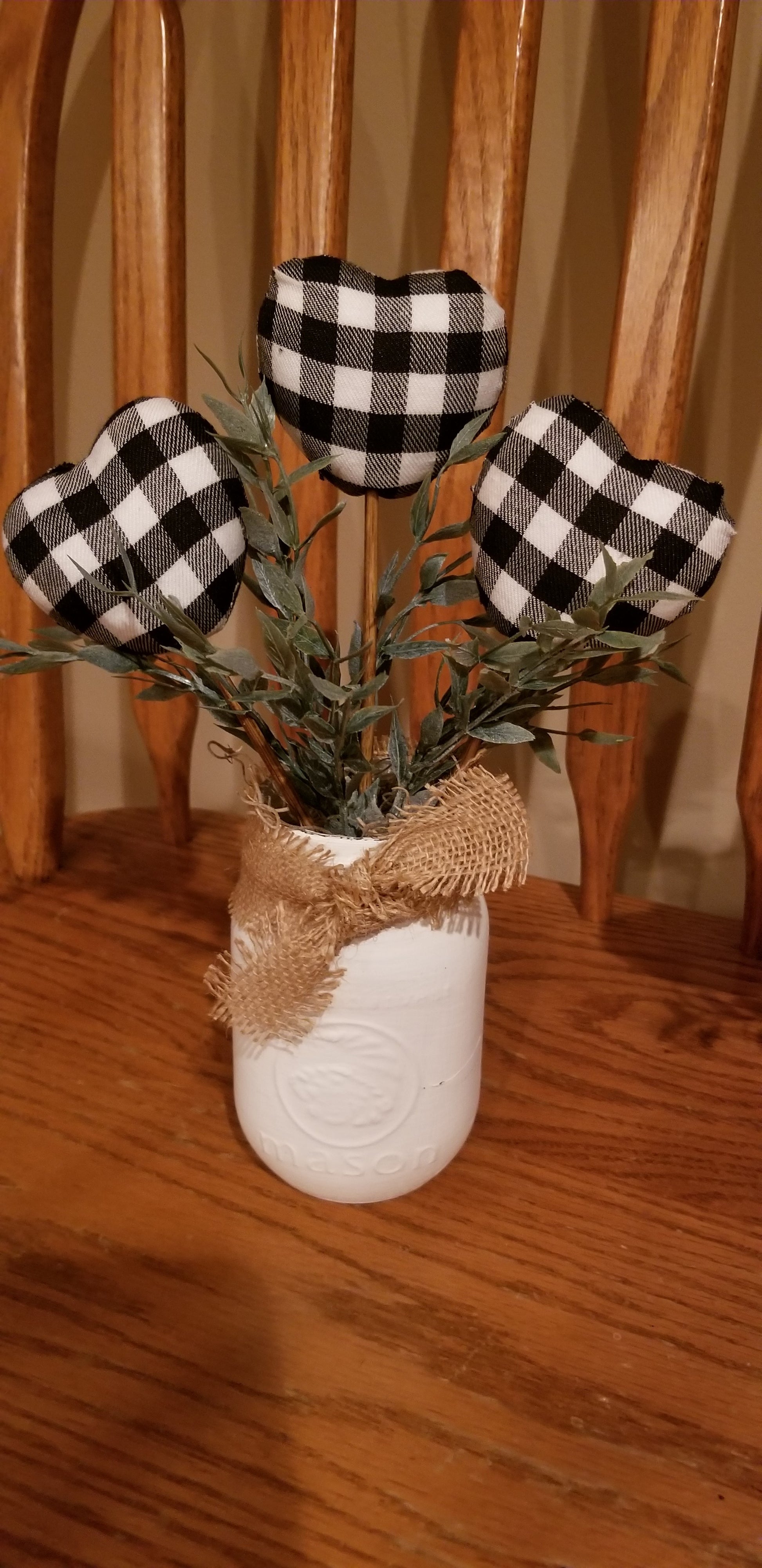 3 Plaid heart jar | White - White, Come