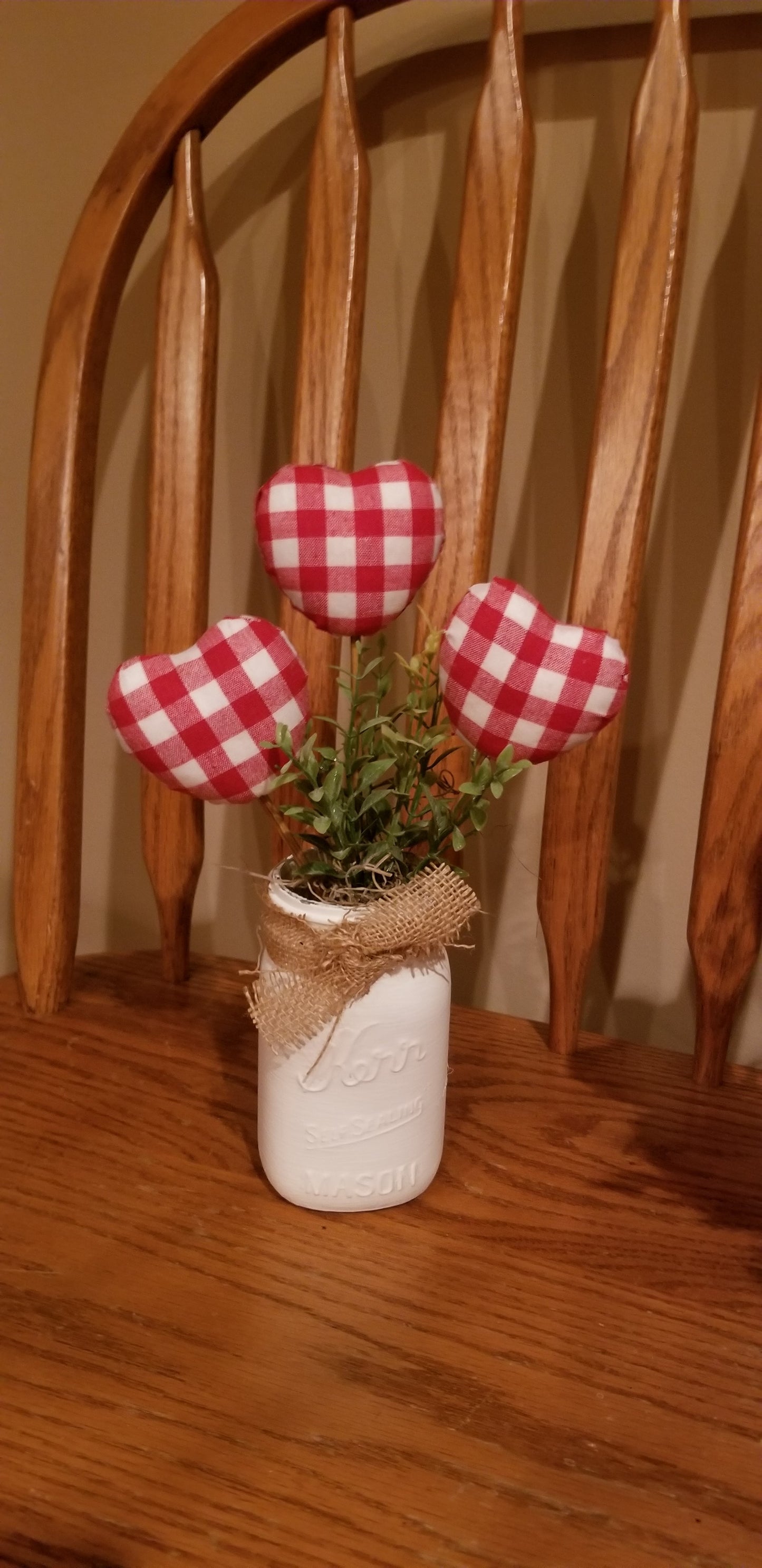 3 Plaid heart jar | White - White, Come