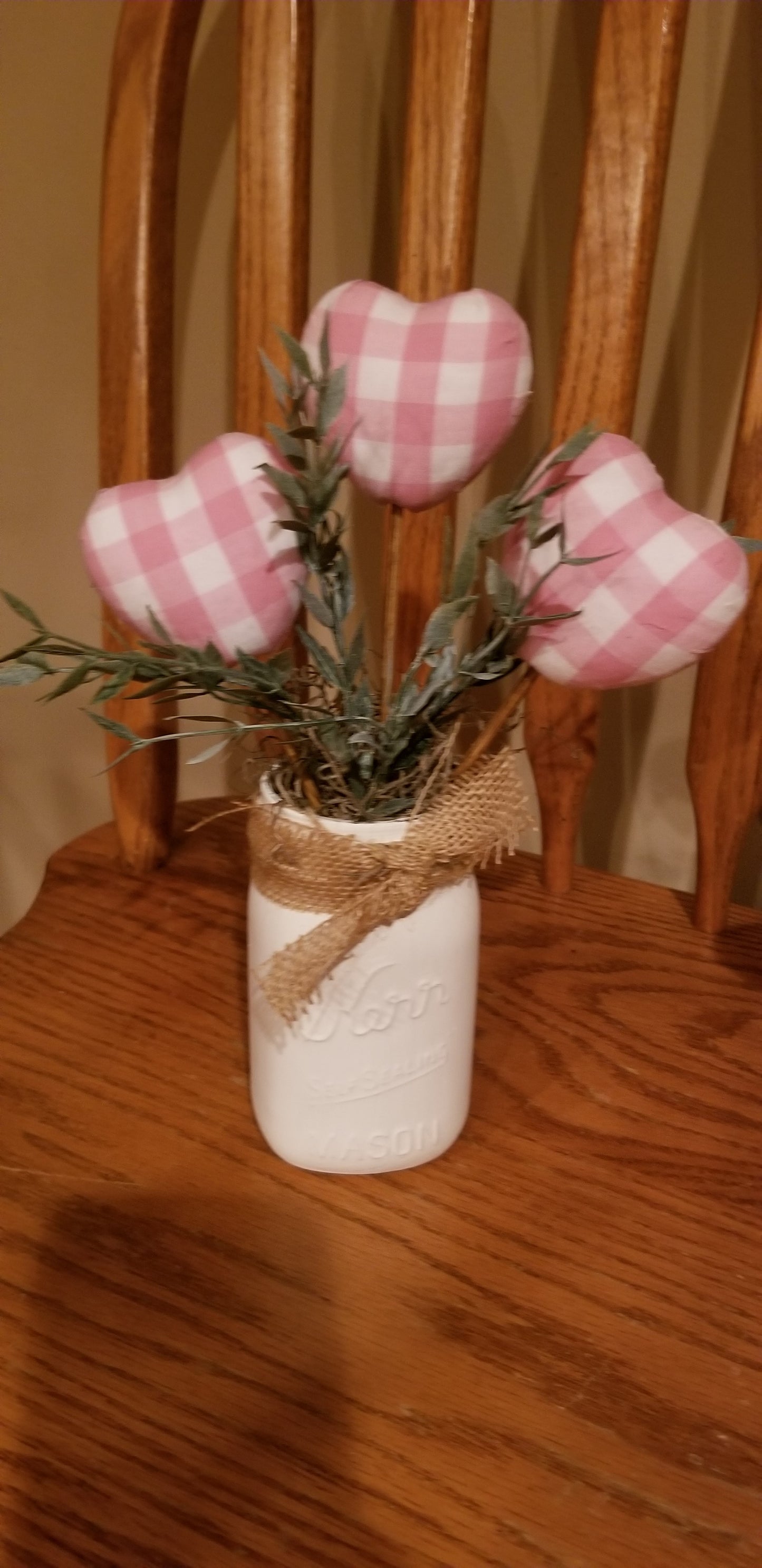 3 Plaid heart jar | White - White, Come