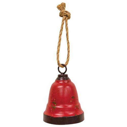 Red distressed bell ornament - Red, Ornament