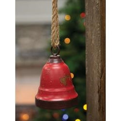 Red distressed bell ornament - Red, Ornament
