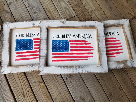 God Bless America Wood Frame - Wood, Barn