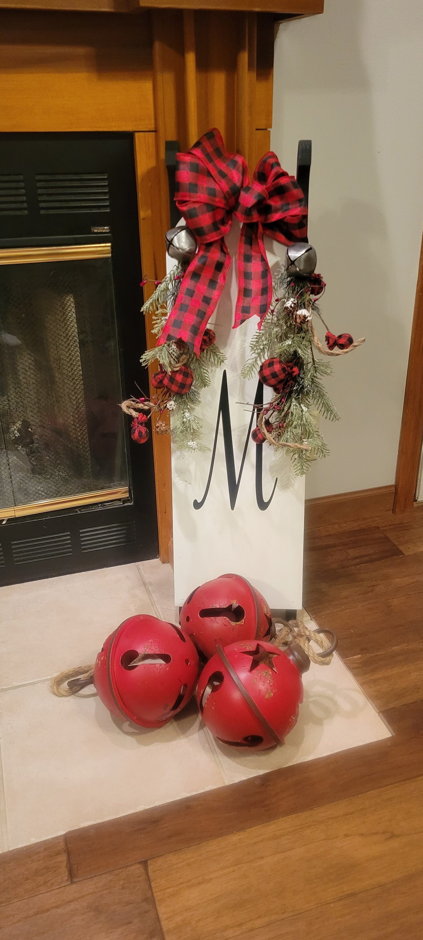 Monogrammed Farmhouse Sled | Black - Black, Red