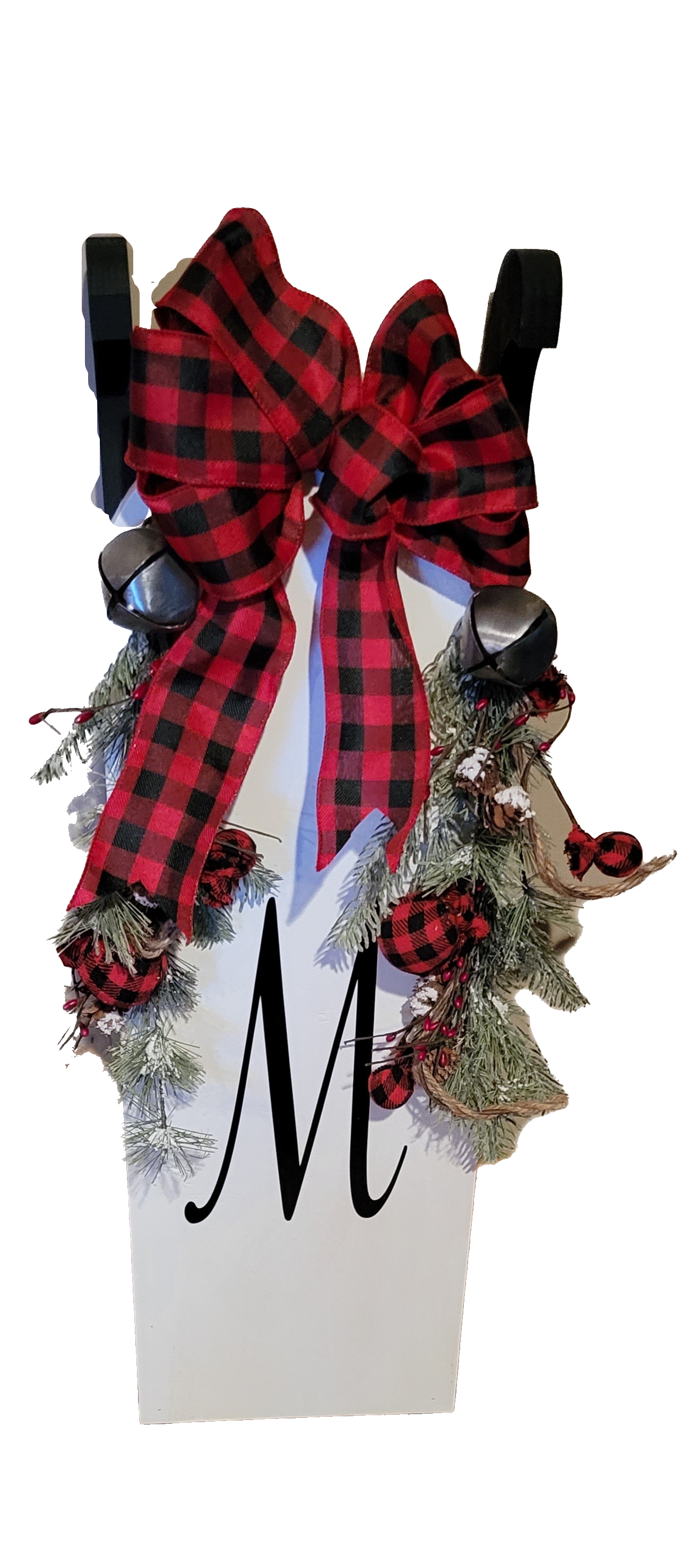 Monogrammed Farmhouse Sled | Black - Black, Red