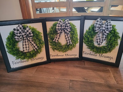 Farmhouse Blessing Wreath Board | Black - Black, White
