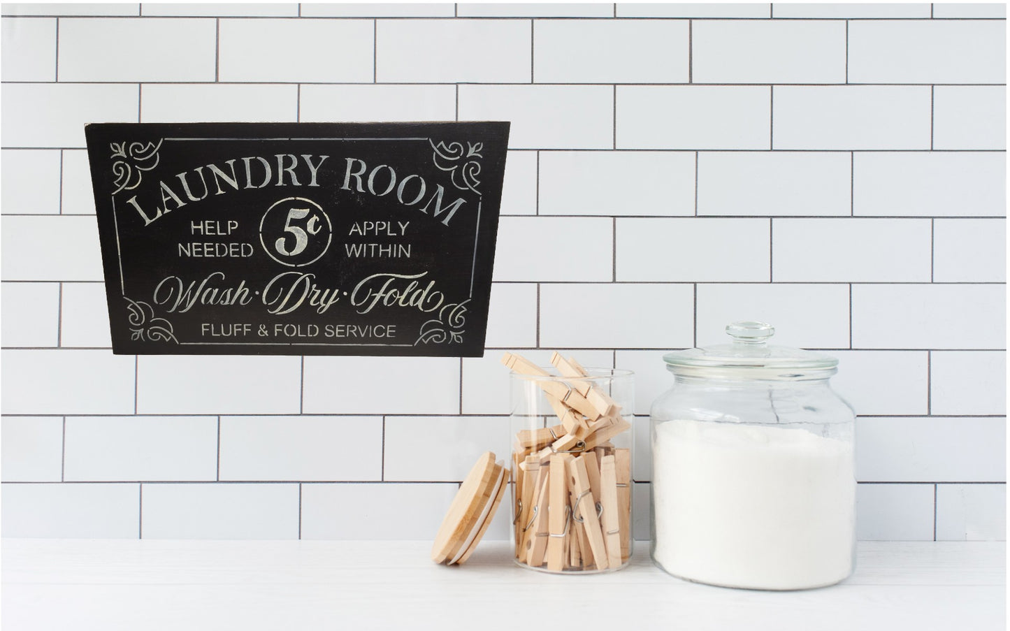 Farmhouse Style Black Laundry Room Sign - Black, Laundry