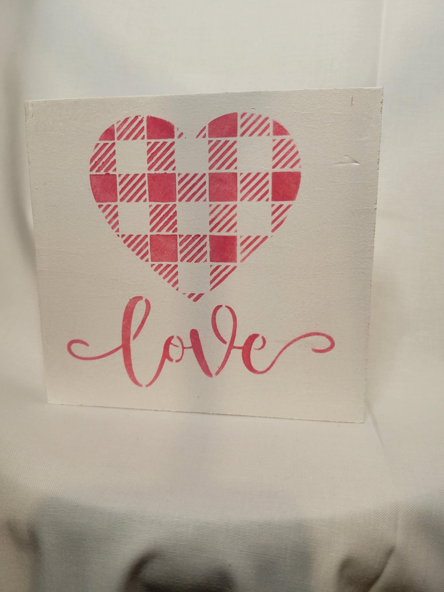 Plaid Love Heart Mini Sign - Heart, Handmade