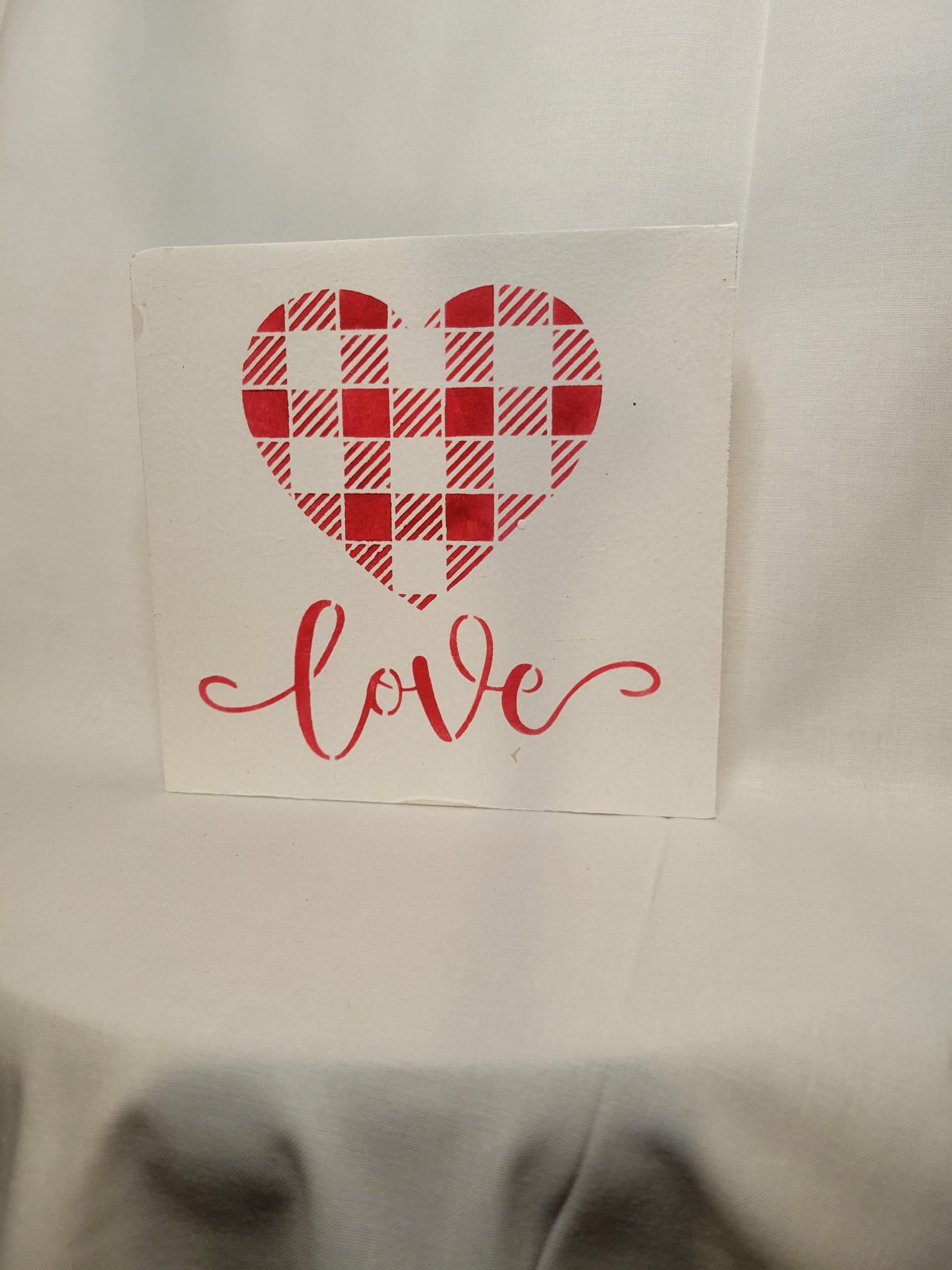 Plaid Love Heart Mini Sign - Heart, Handmade
