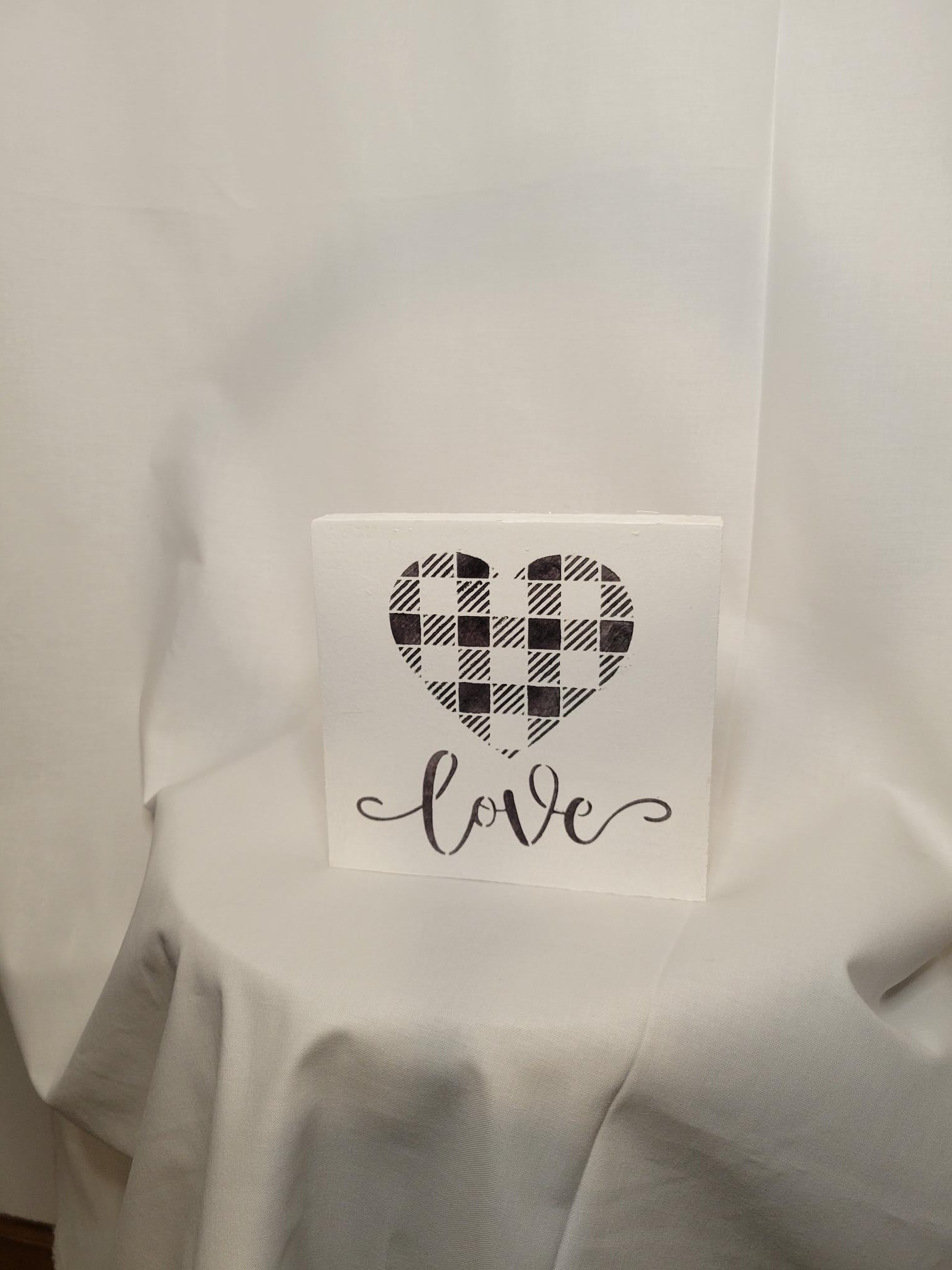 Plaid Love Heart Mini Sign - Heart, Handmade