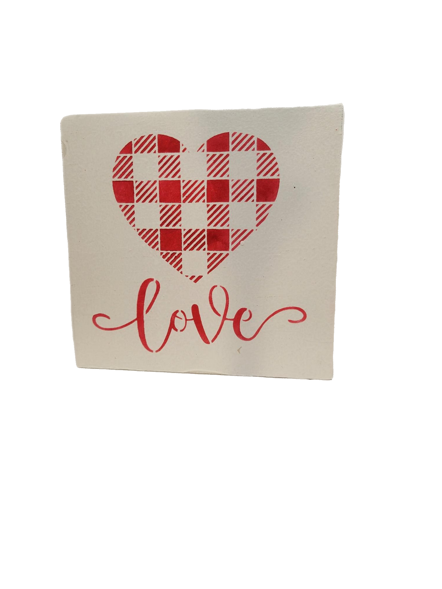 Plaid Love Heart Mini Sign - Heart, Handmade