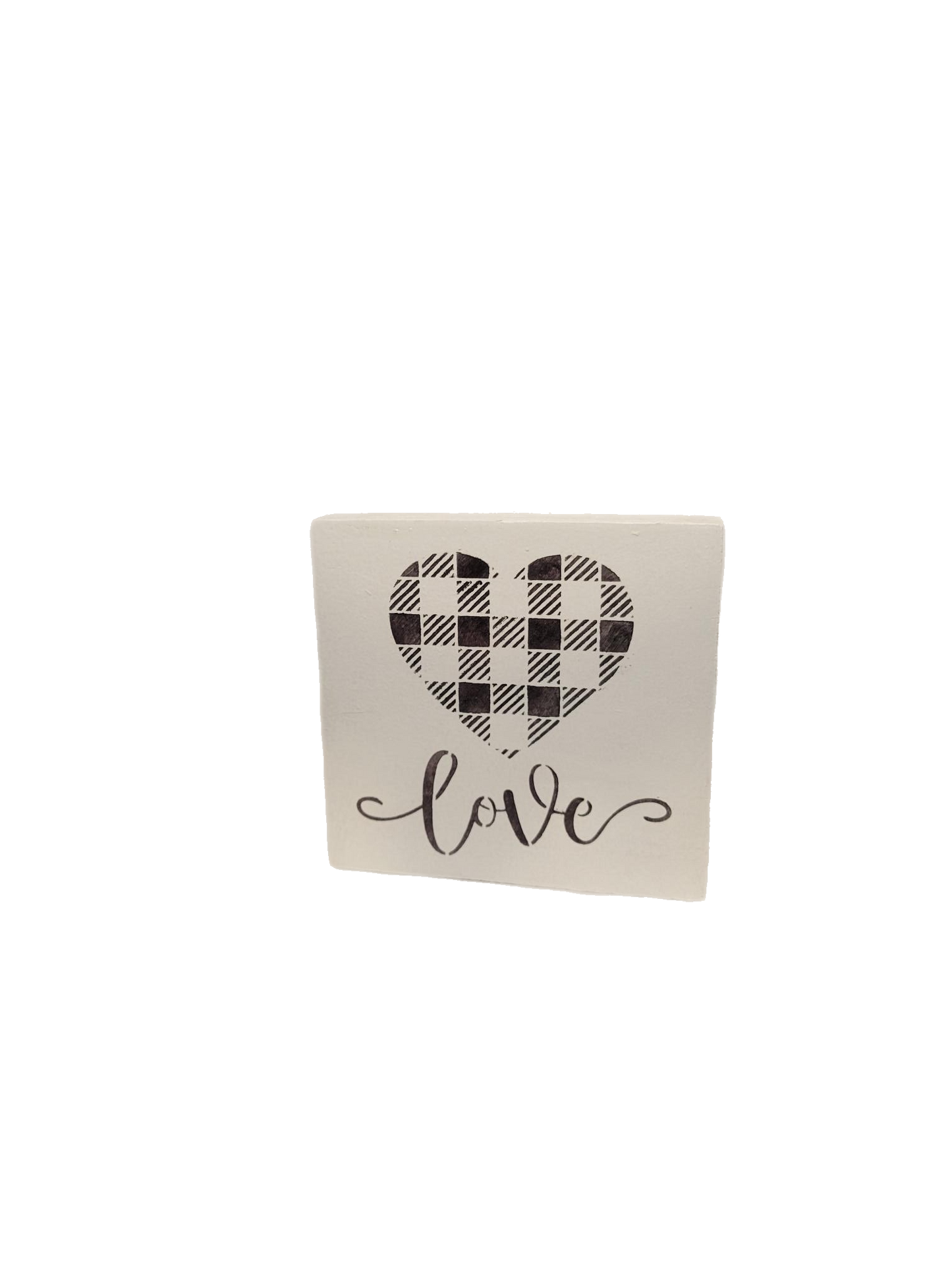 Plaid Love Heart Mini Sign - Heart, Handmade