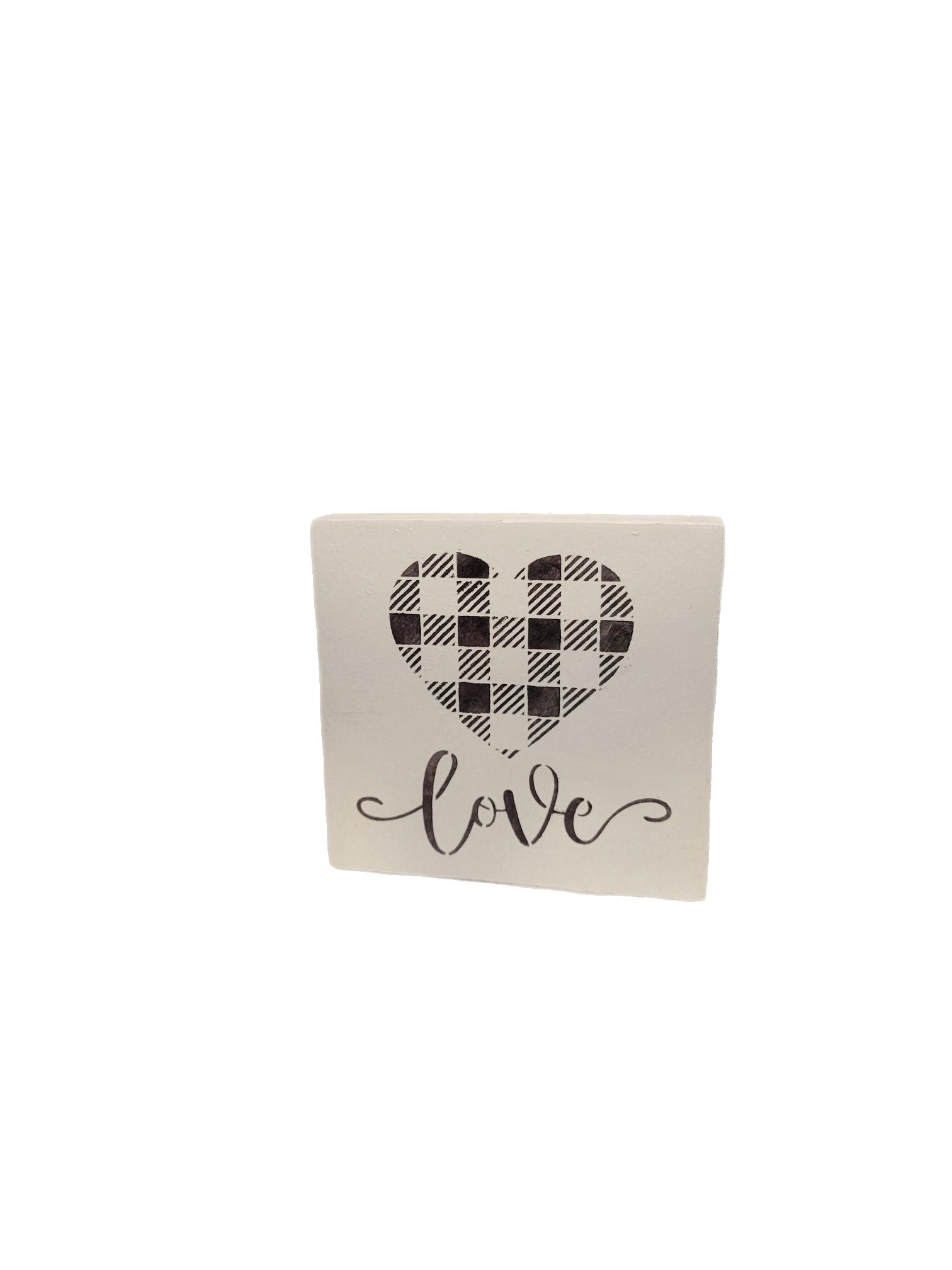 Plaid Love Heart Mini Sign - Heart, Handmade