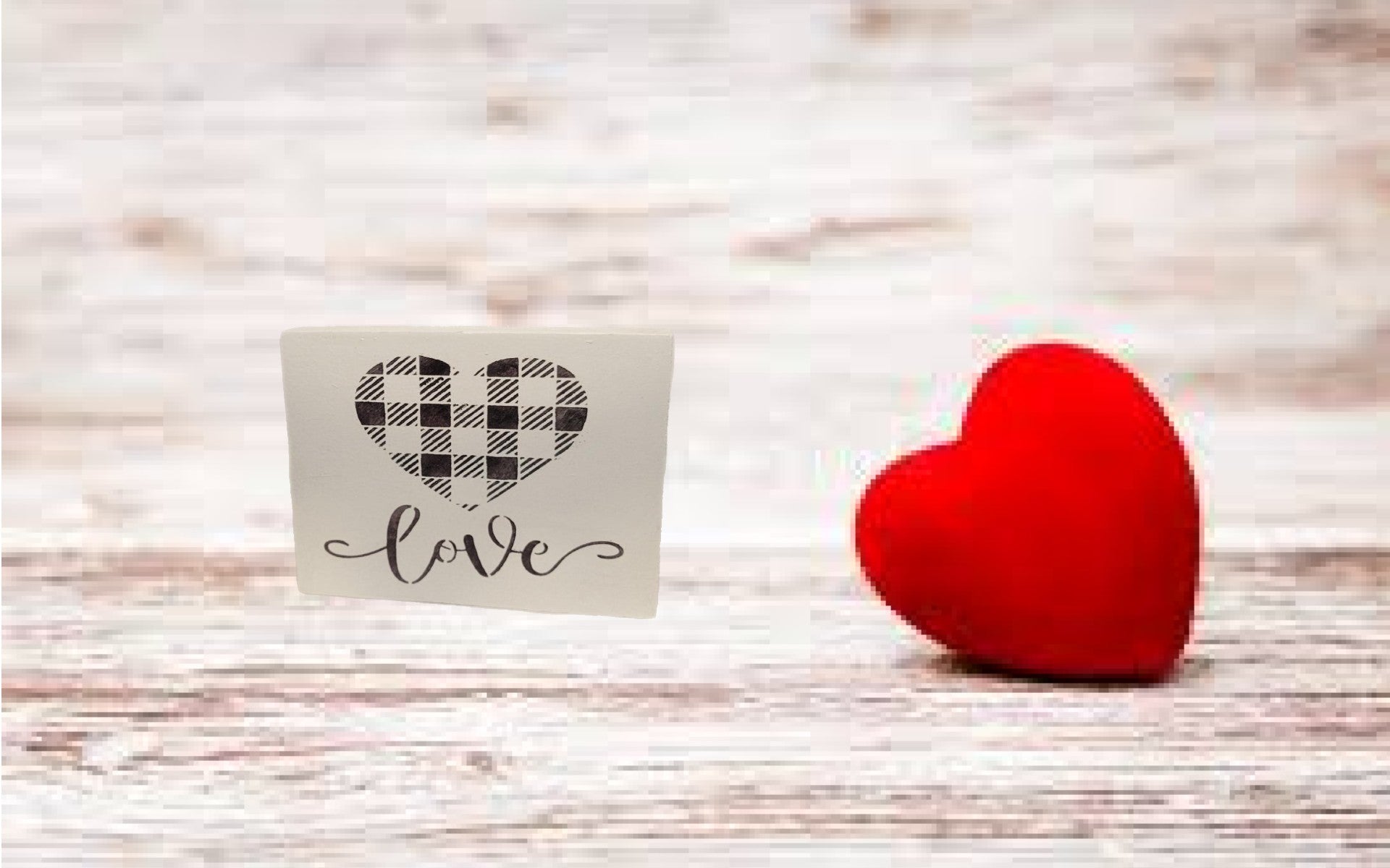 Plaid Love Heart Mini Sign - Heart, Handmade