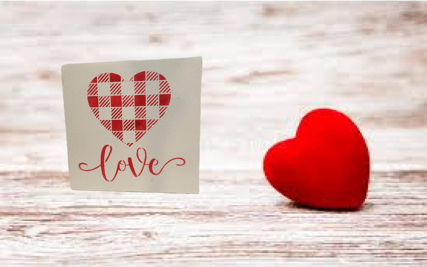 Plaid Love Heart Mini Sign - Heart, Handmade