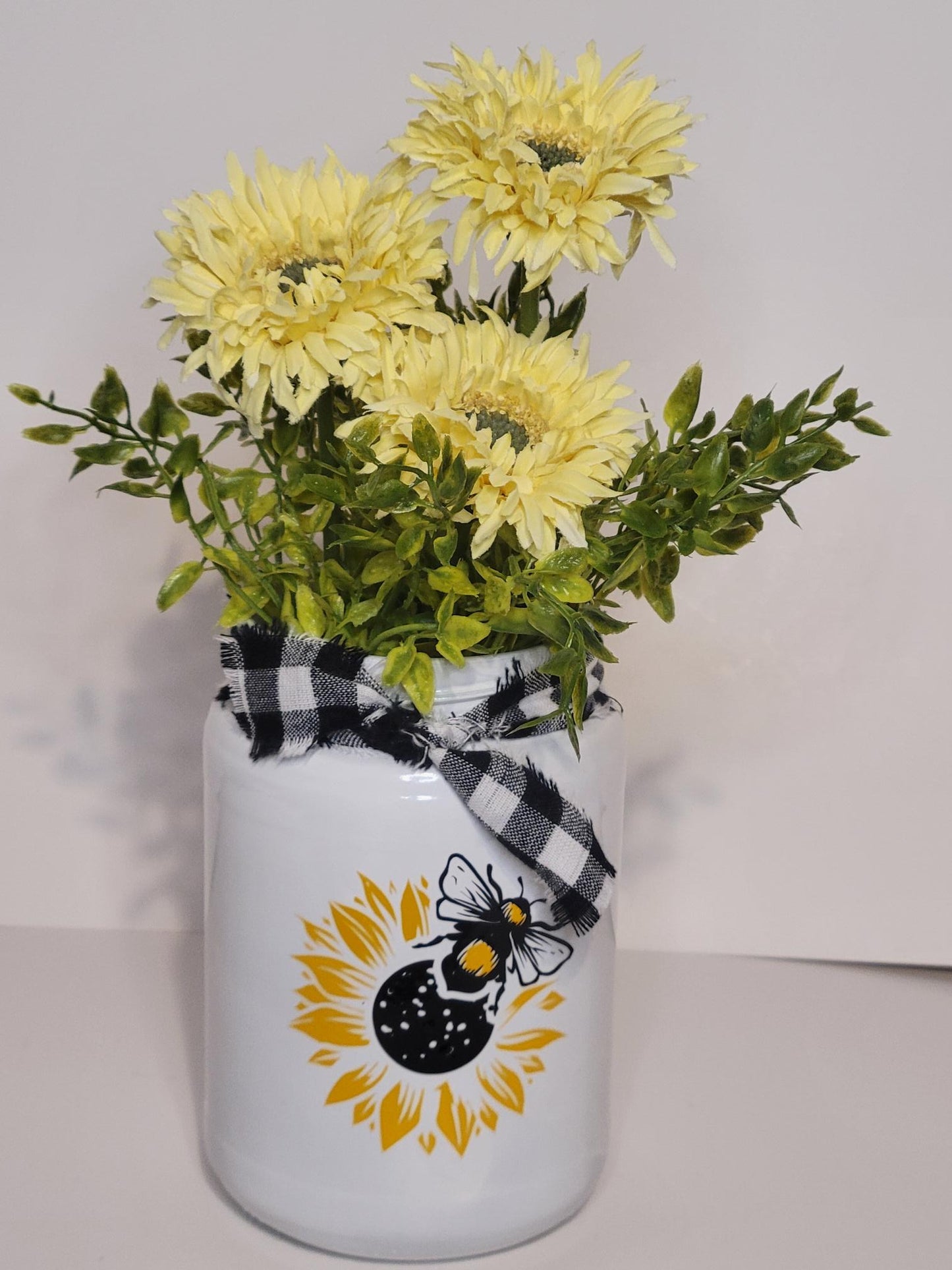 Sunflower Bee Jar | White - White, Jar