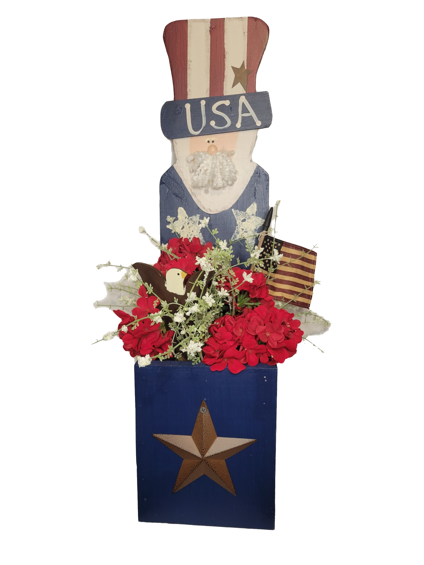 Wooden Uncle Sam Box | White - White, Wood