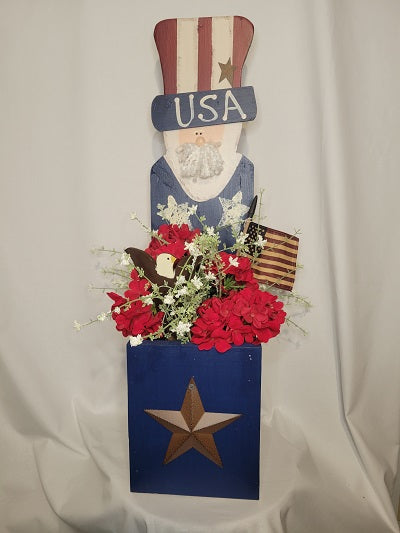 Wooden Uncle Sam Box | White - White, Wood