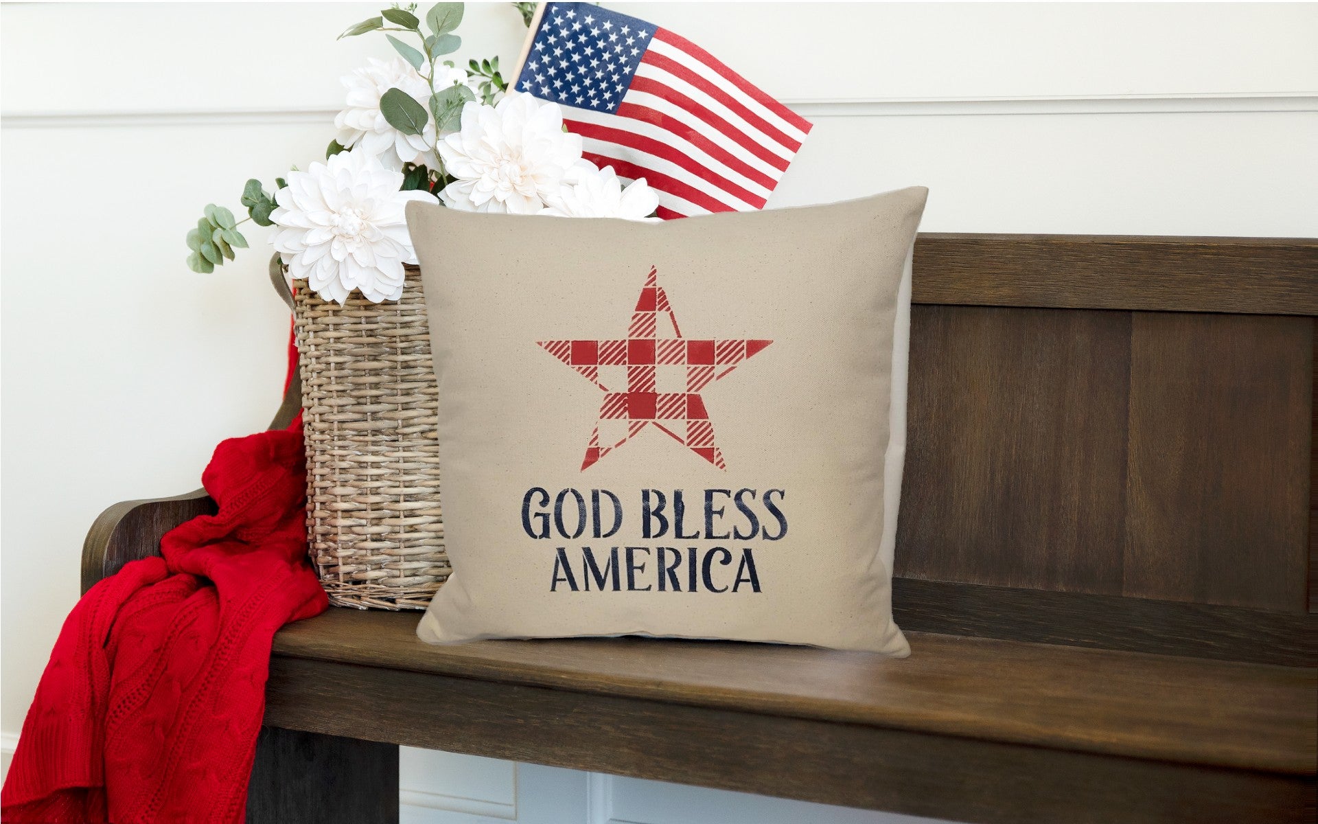 God Bless America Pillow - Pillow, Star