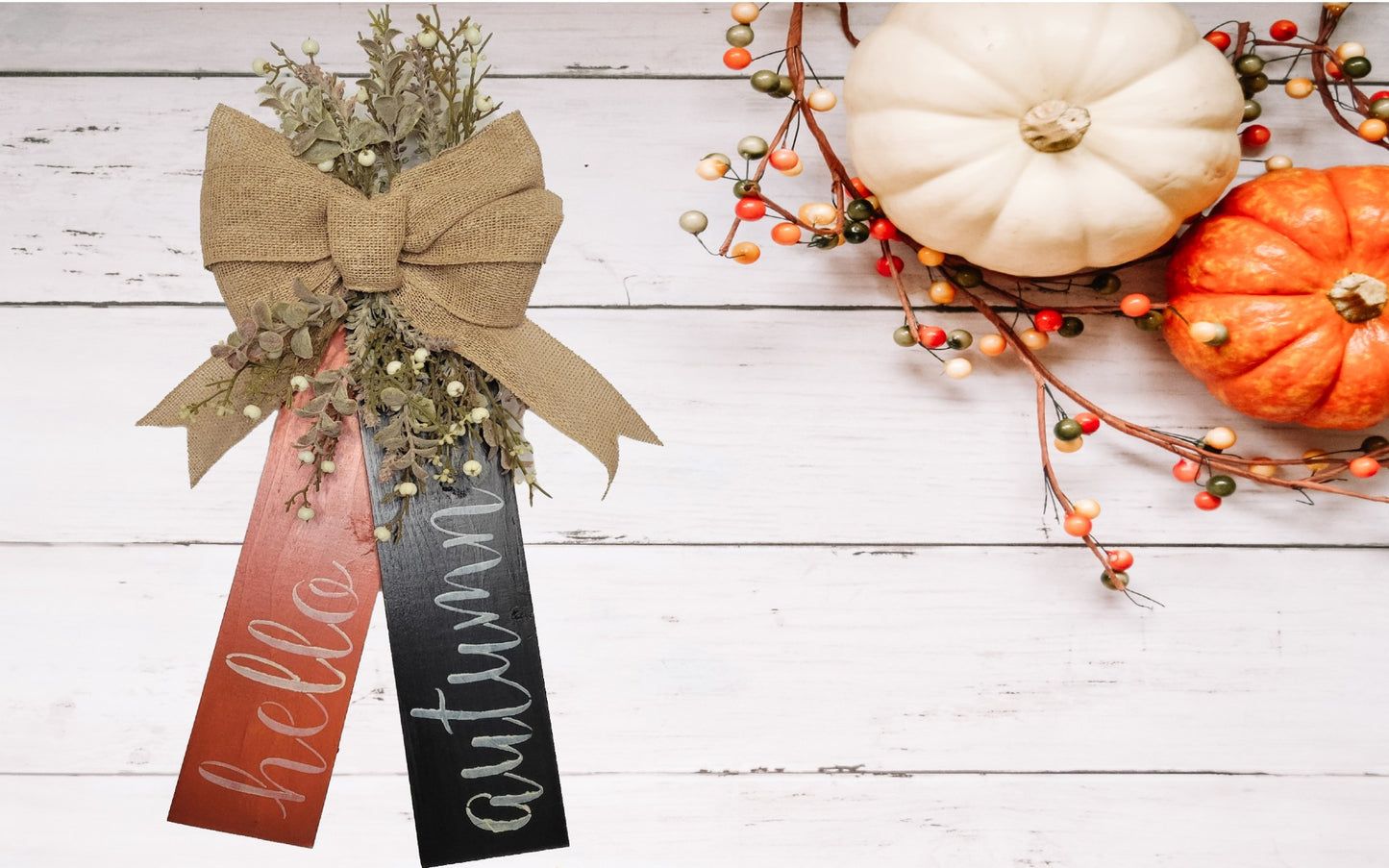 Hello Autumn X Sign | White - White, Handmade