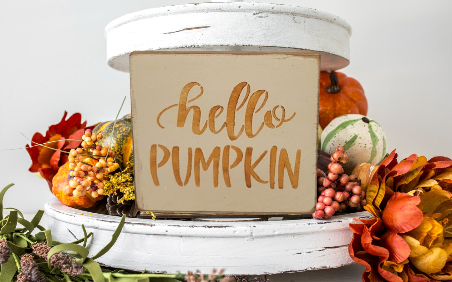Hello Pumpkin Mini Sign - Pumpkin, Handmade