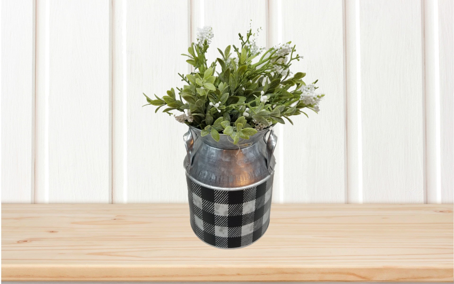 Galvanized Buffalo Check Milk Can Floral - Milk, Fill