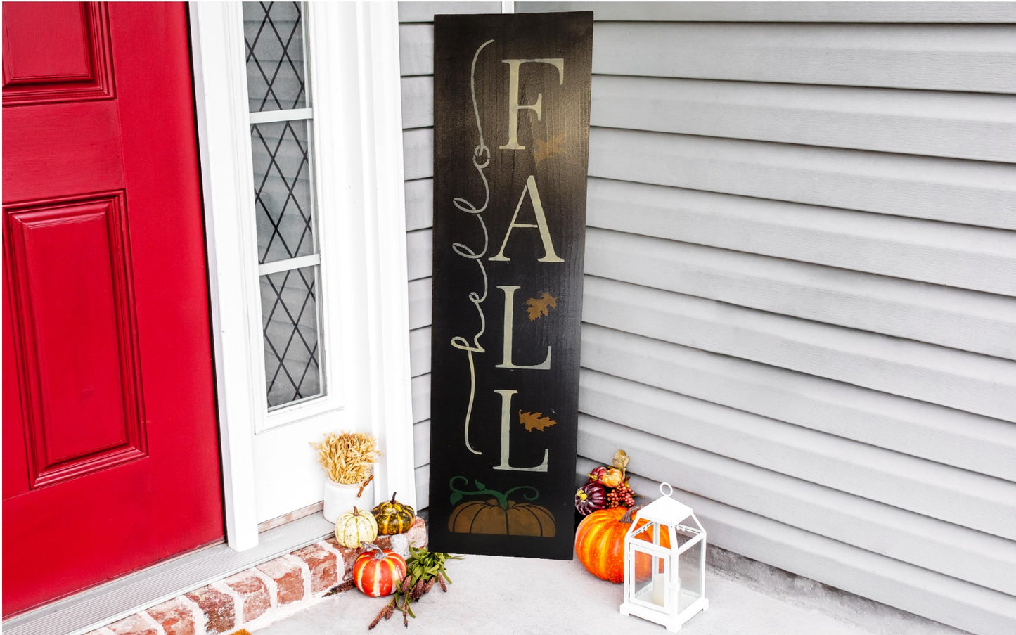 Hello Fall Vertical Sign - Sign, Handmade