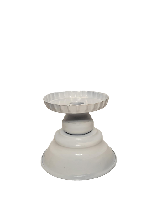 White Metal Candle Holder - Candle, Ring