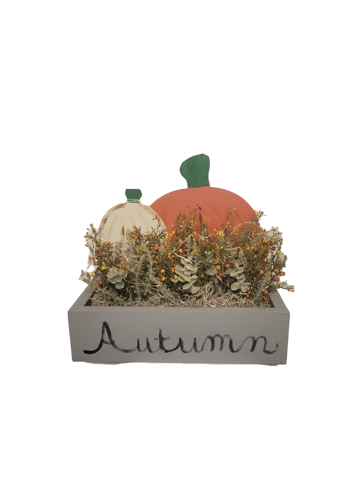 Lighted Autumn Floral Box | Pumpkin - Pumpkin, Handmade