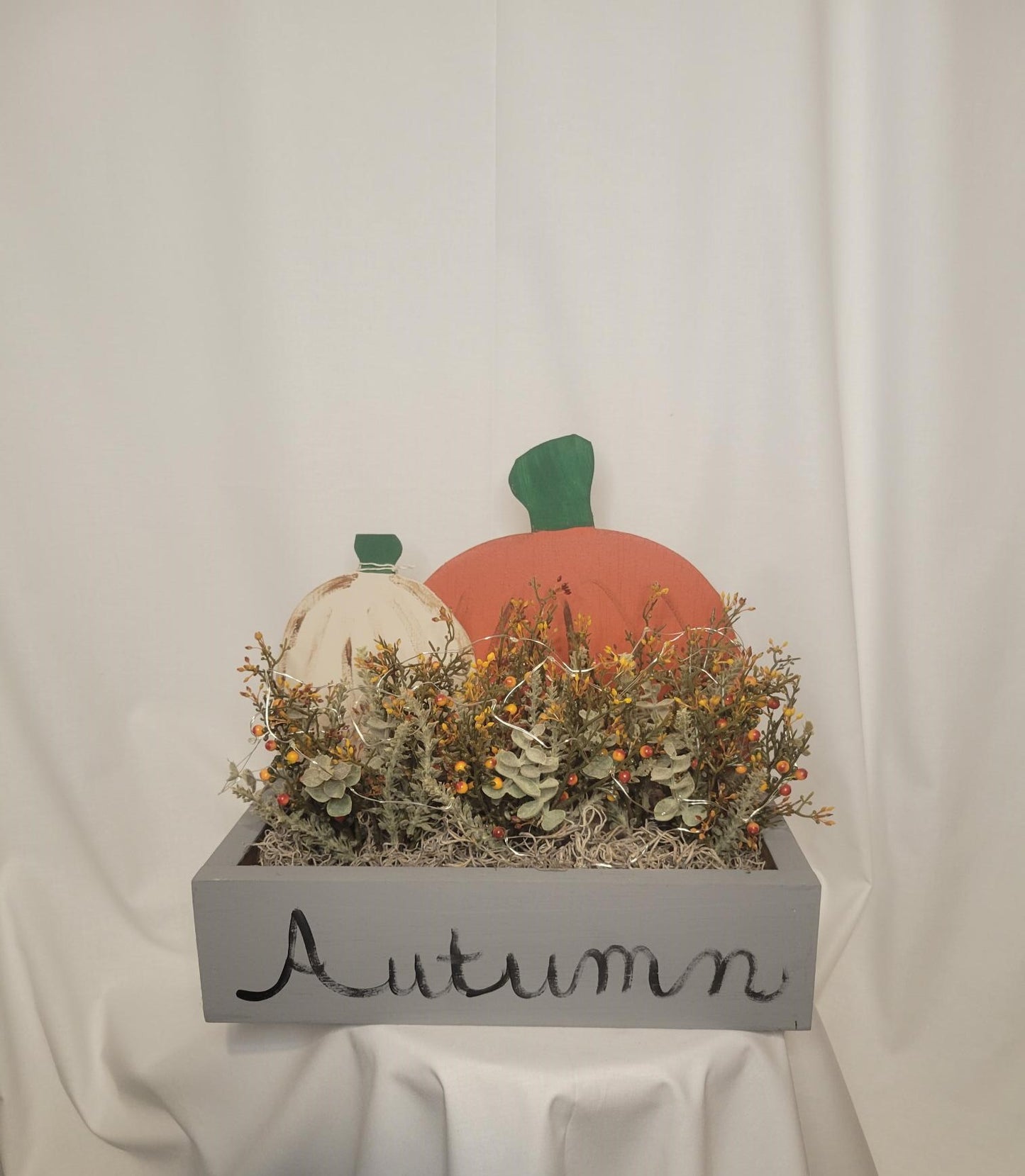 Lighted Autumn Floral Box | Pumpkin - Pumpkin, Handmade