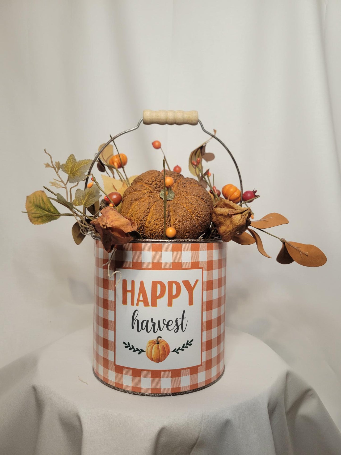Happy Harvest Plaid Pumpkin Bucket | Autumn - Autumn, Orange