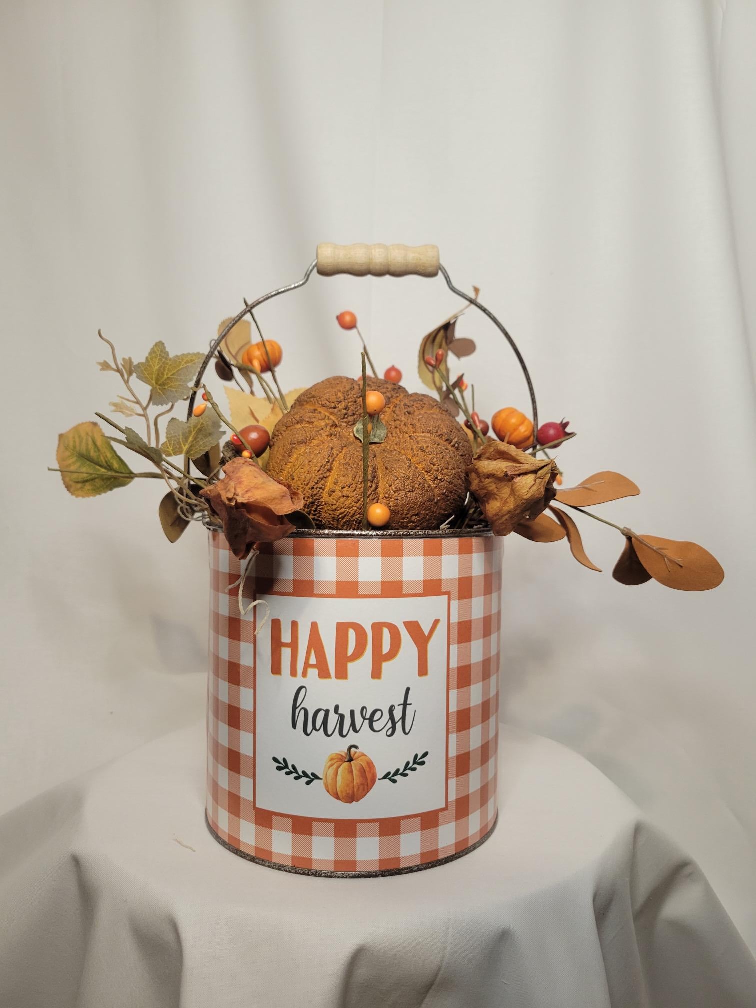 Happy Harvest Plaid Pumpkin Bucket | Autumn - Autumn, Orange