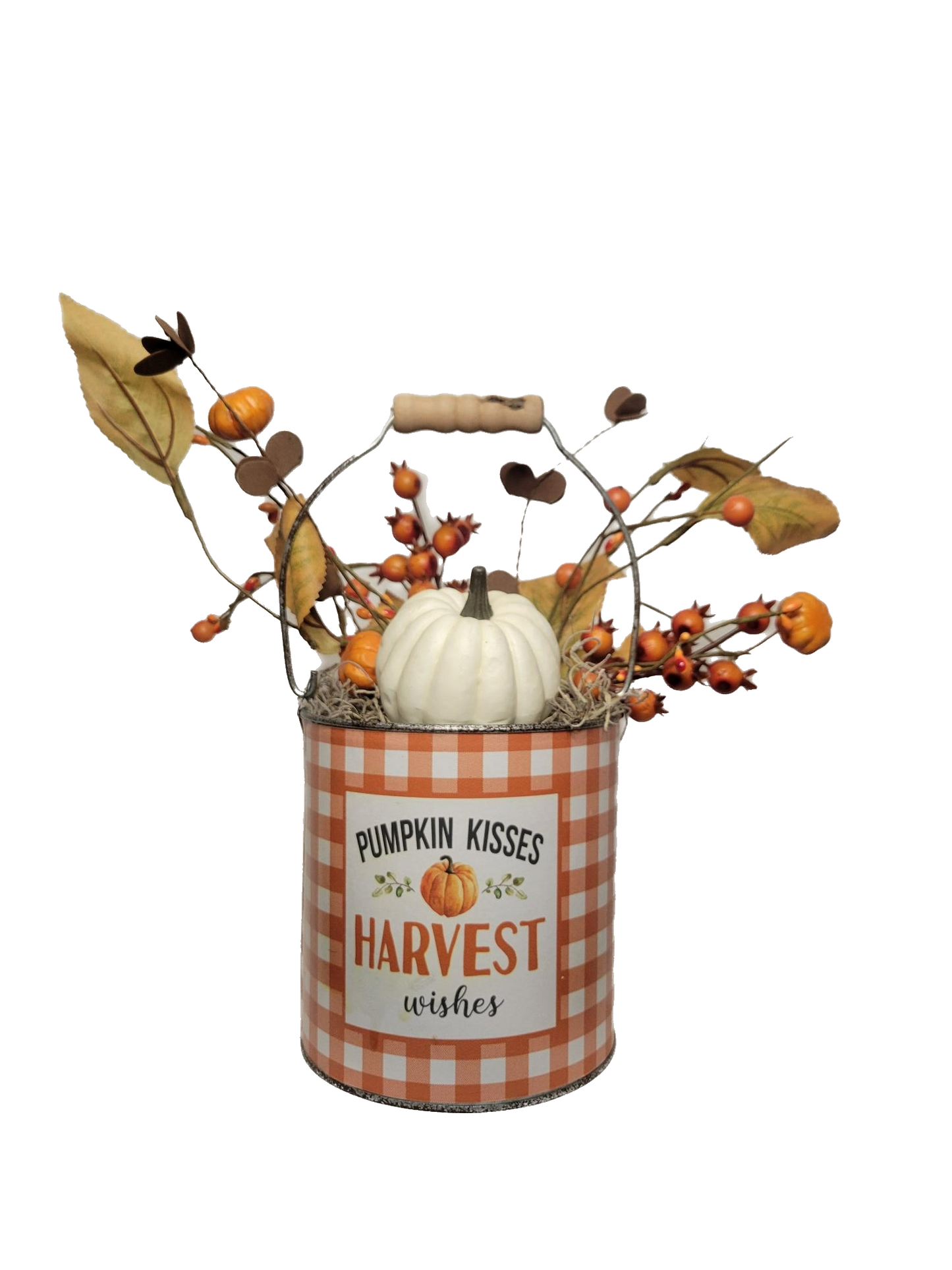 Pumpkin Kisses Buffalo Check bucket | White - White, Bucket