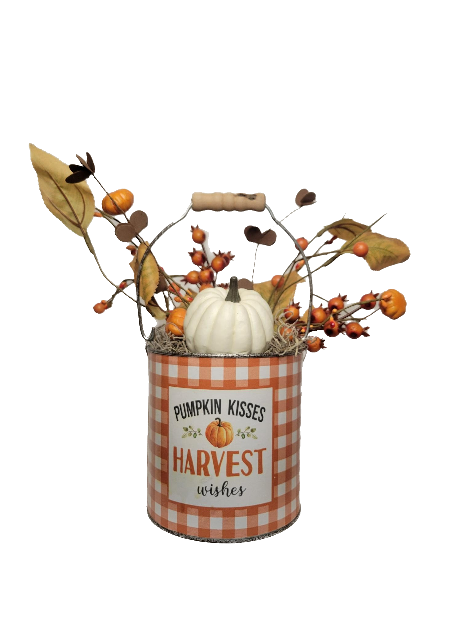 Pumpkin Kisses Buffalo Check bucket | White - White, Bucket