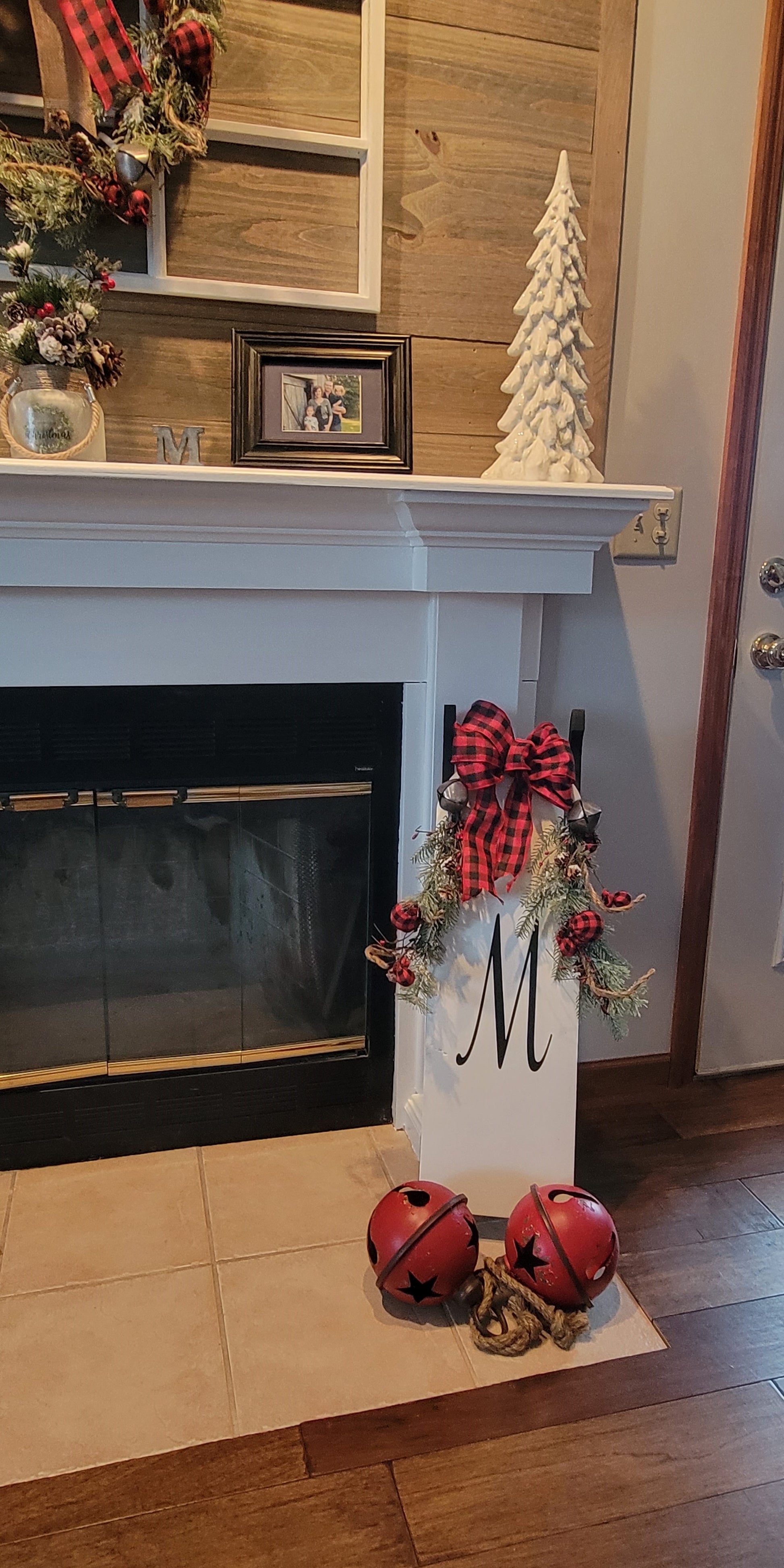Monogrammed Farmhouse Sled | Black - Black, Red