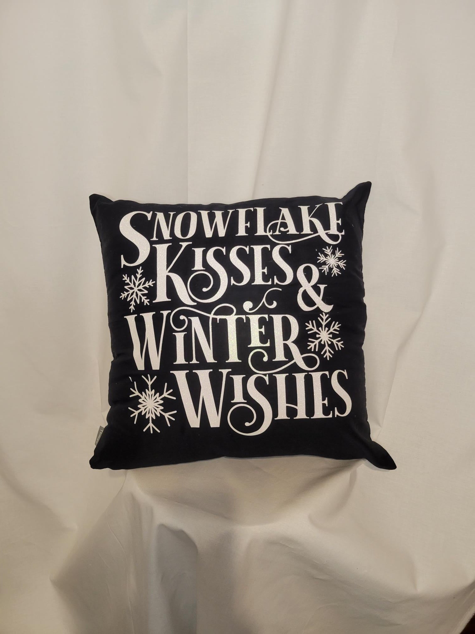 Snowflake Kisses Winter Wishes Pillow - Pillow, Canvas
