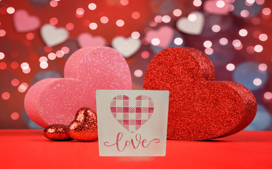 Plaid Love Heart Mini Sign - Heart, Handmade