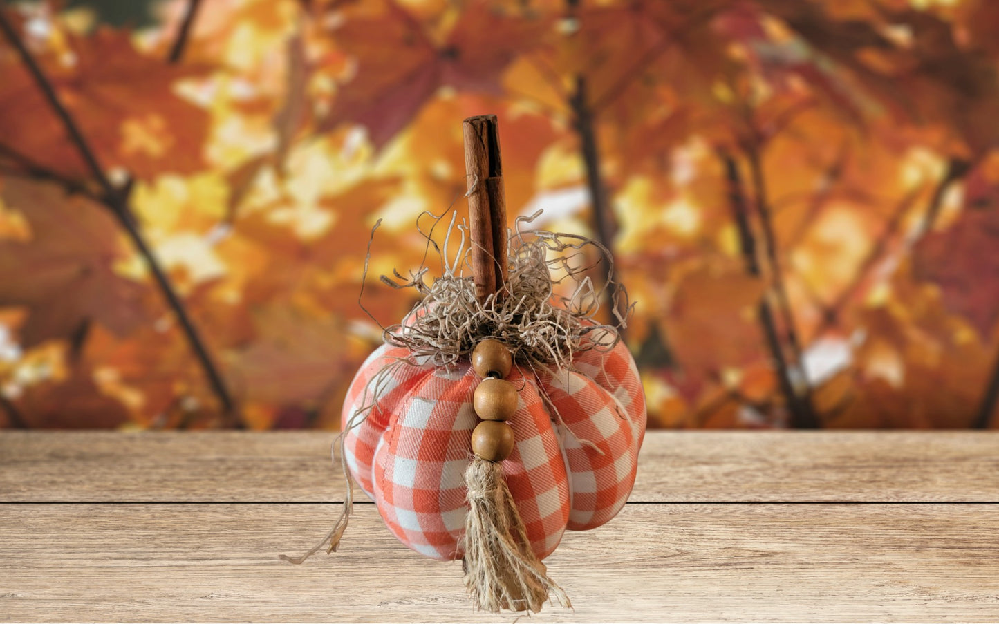Fabric Pumpkin with beads - Pumpkin, Bead