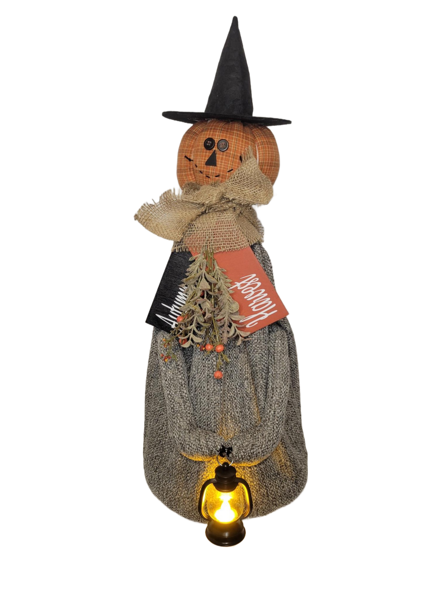 Pumpkin Witch with Lantern - Witch, Dark