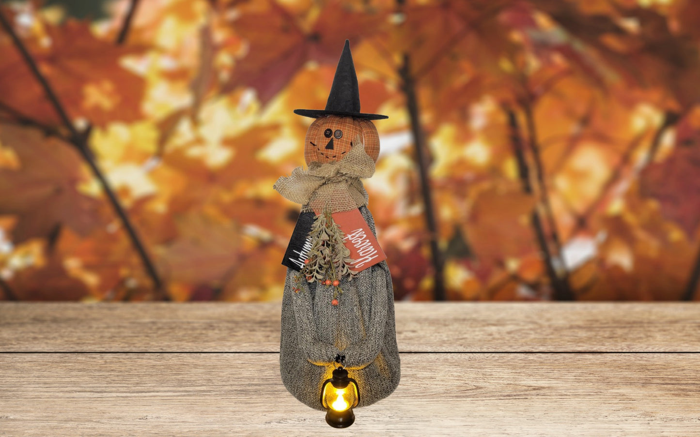 Pumpkin Witch with Lantern - Witch, Dark