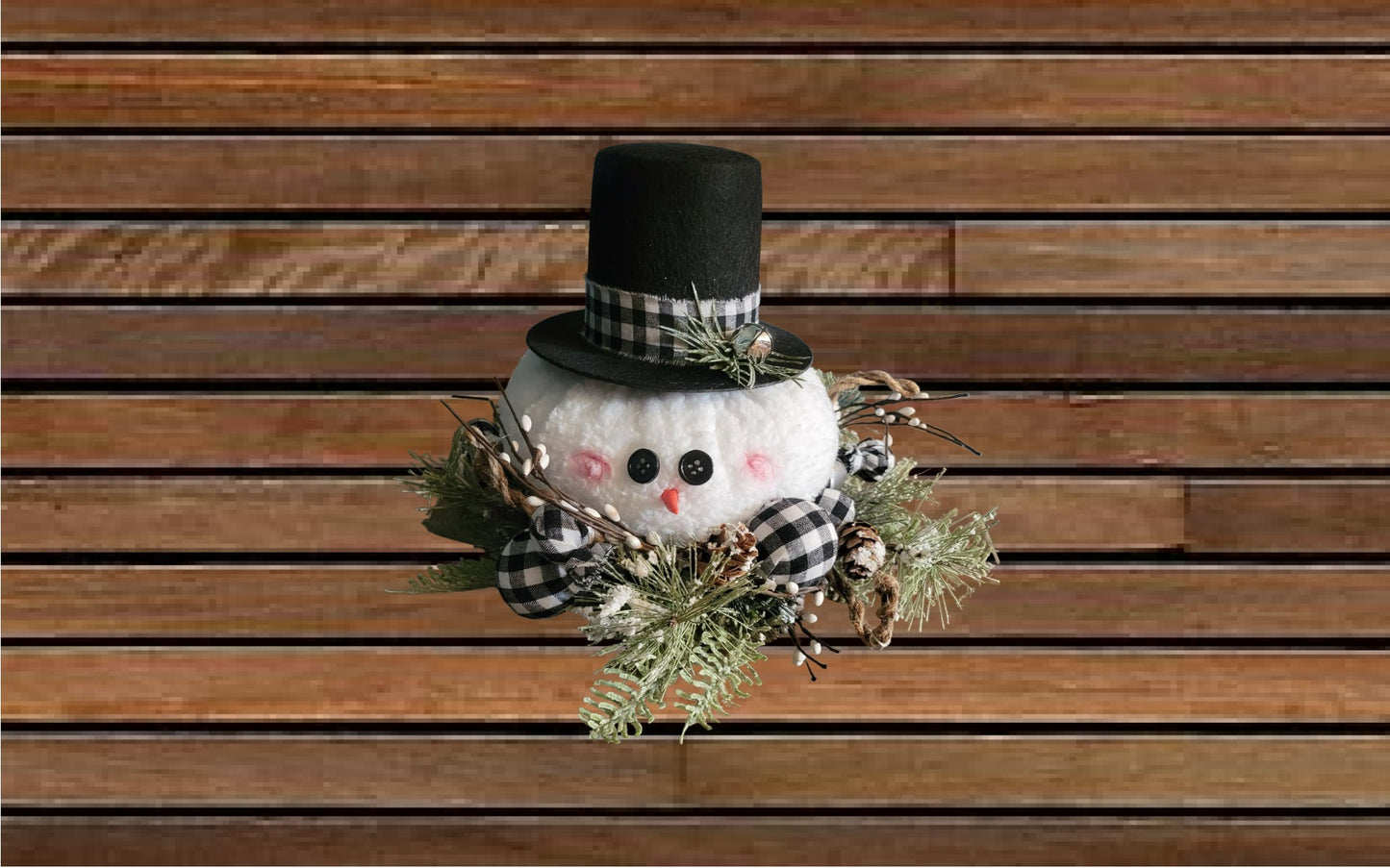 Snowman Head with Buffalo check ring | White - White, Snowman