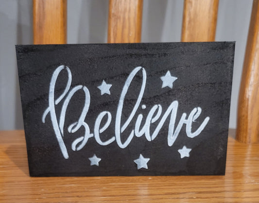 Mini Believe Sign | White - White, Lettering