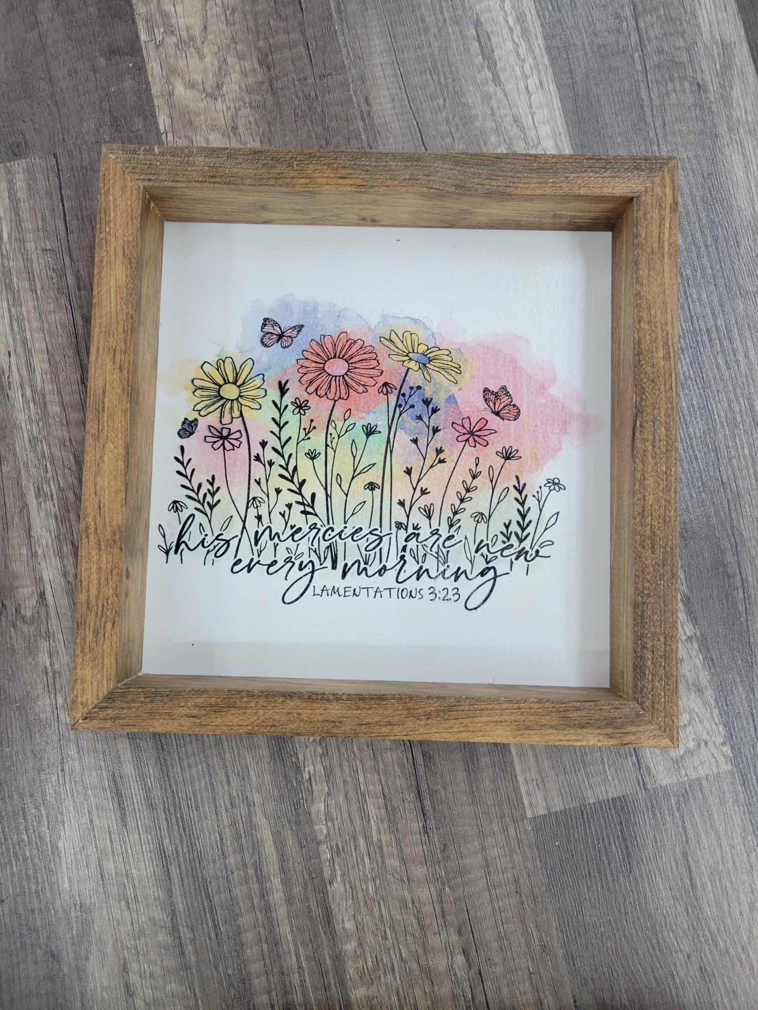 Flower Sign with Lamentations scripture - Sign, Handmade