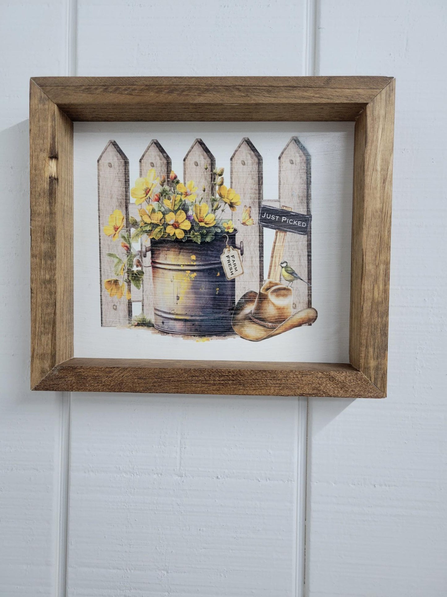 Yellow flowers Fence Sign - Sign, Handmade