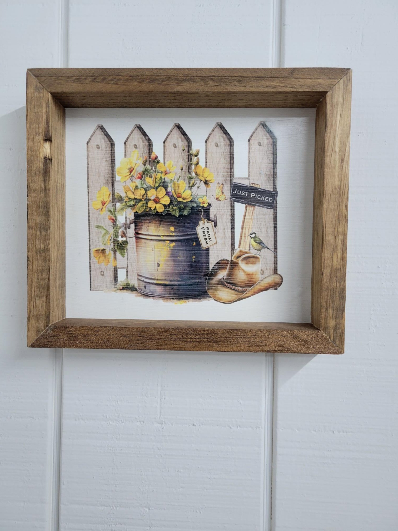 Yellow flowers Fence Sign - Sign, Handmade